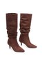 Women's Brown Suede Pointed Toe Thin Heeled Comfortable Bellows Boots - 3