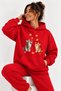 Cat Print Sweatshirt – Cute Cat and Autumn Leaves Pattern Casual Oversized Sweatshirt Hoodie
