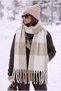 Women's Winter Plaid Patterned Boucle Shawl Scarf