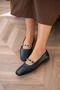 Cien Gold Accessory Blunt Toe Women's Black Ballerinas - 3