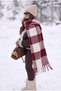 Women's Winter Plaid Patterned Boucle Shawl Scarf - 8