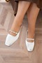 Cien Accessoryed Flat Toe Women's Silver Ballerinas - 3