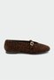 Velly Buckle Detailed Mary Jane Women's Tan Leopard Ballerinas