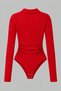 Steed Red Ribbed Long Sleeve Premium Polo Collar Lycra Embroidered Drawstring Snap Fastener Bodysuit - 5