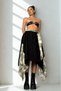 Green Black Piece-Embellished Bamboo Skirt - 3
