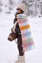 Women's Winter Plaid Patterned Boucle Shawl Scarf - 2
