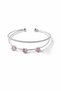 Women's Silver Color Pink Zircon Stone Star Model Double Row Handcuff Bracelet (Shipped with Box) - 2