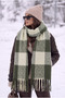 Women's Winter Plaid Patterned Boucle Shawl Scarf - 7