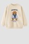 Boy's 3 Thread Fabric Teddy Bear Printed Cotton Sweatshirt - 2