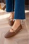 Ferrero Quilted Detailed Women's Leather Tan Ballerinas - 5