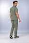 (E-Flex) Olive Green Lycra Men's Non-Ironing Fake Sleeve Nurse and Doctor Uniform Set Scrubs Hospital Uniform