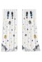 Astronaut Planet and Star Pattern Double Winged Background Curtain - 2