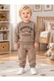 Baby Boy 100% Cotton Embossed Printed 2 Thread Snap Collar Tracksuit Set (9-12-18 Months)