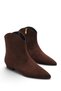Women's Brown Suede Pointed Short Heeled Boots - 4