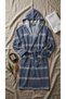 Peshtemal Bathrobe - Hooded Karatezgah Woven Striped Unisex Bath, Spa and Beach Robe - 8