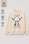 Girl's 3 Thread Fabric Cotton Popcorn Printed Sweatshirt - 3
