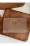 Suede Bow Detailed Zippered Small Wallet and Card Holder