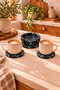 Decorative Concrete Black and White Marble Patterned 4-Piece Coaster Set with Stand Bohemian Style Coasters - 7