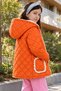 Girl's Orange Polka Dot Quilted Coat |   Water Repellent, 100% Cotton Muslin Lined, Hooded - 4