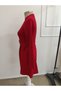 Women's Long Sleeve Semi-Crew Neck Short Modal Dress with Buckle Detail at the Waist - 5