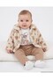 Baby Girl 6-9-12-18-24 Months Stylish Winter Set with Plush Jacket and 3-Piece Threaded Bottoms - 4