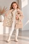 Girl's Teddy Boucle Textured Plush Coat with Teddy Bear Embroidery, Silk Satin Quilted Lining, Winter Coat - 2