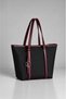 Women's Black Burgundy Zippered Lined Hand and Shoulder Bag - 2