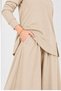 Women's Hijab 2-Piece Set Modal Fabric Zipper Detailed Tunic Wide Leg Pants Skirt - Beige - 6