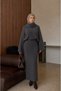 Women's High-Necked Off-Shoulder Wide-Sleeved Skirted Hijab Knitwear Two-Piece Combination Set - 5