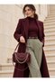 Women's Burgundy Chain Detailed Suede Hand and Shoulder Bag-Bd8033