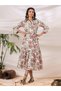White green batik floral dress