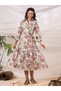 White green batik floral dress - 4
