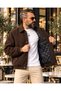 Likya Men's Cashmere Bomber Coat Quilted Lined College Collar - 3