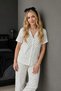 Women's Snow White Heart Detailed Wrinkled Fabric Short Sleeve Pajama Set - 5