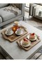 Dark Wood Grain Pattern Serving Tray Set (Large 39Cm*29Cm, Small 30Cm*20Cm) - 3
