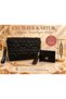 Women's Silver Star Patterned Quilted Bag and Card Holder Set, Evening Dress Clutch Bag with Gold Chain Strap, Black Silver Champagne Gold Powder Color Options Combination Set with Bracelet Gift