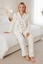 Women's White Patterned Flexible Loose-Fit Pajama Set - 2