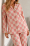 Women's Pink Wrinkled Full Length Pajama Set - 3