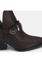 Large Size Pointed Toe V-Cut Brown Thick Heeled Boots with Metal Accessories 41-42-43-44 - 8
