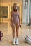 Women's Dusty Rose Strappy Polyamide Long Bodysuit - 2