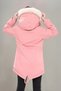 Girl's Winter Parka Coat with Fur Hood and Drawstring Waist, Canvas Fabric, Pink - 4
