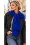 Women's Saks Blue Knitwear Shoulder Shawl Square Scarf Sweater-Look Tied Acrylic Shawl - 4
