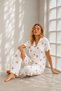 Women's Off-White Loose Fit Yarn-Dyed Pajama Set - 2