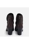 Large Size Pointed Toe V-Cut Brown Thick Heeled Boots with Metal Accessories 41-42-43-44 - 7