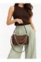 Women's Brown Color Chain Detailed Suede Hand and Shoulder Bag-Bd8033
