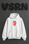 Painted Strawberry Design Pre-Printed Oversize White Hooded Sweatshirt