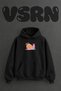Watercolor Snail Design Pre-Printed Oversize Black Hooded Sweatshirt