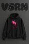 Pink Kus Design Pre-Printed Oversize Black Hooded Sweatshirt