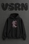 Street Art Cowboy Boot Design Pre-Printed Oversize Black Hooded Sweatshirt