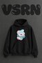 Swimming Rings Design Pre-Printed Oversize Black Hooded Sweatshirt